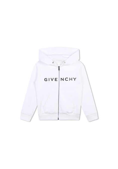 GIVENCHY KIDS Felpa Zip-Up Bianca Con Cappuccio e Logo GIVENCHY 4G - GIVENCHY KIDS