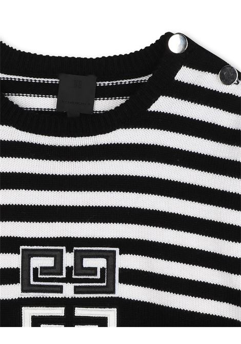 Black Pullover With 4G and Striped Pattern GIVENCHY KIDS | H30415M41