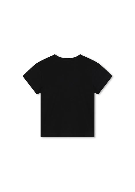 T-Shirt Nera Con Logo Di Strass GIVENCHY KIDS | H3042909B