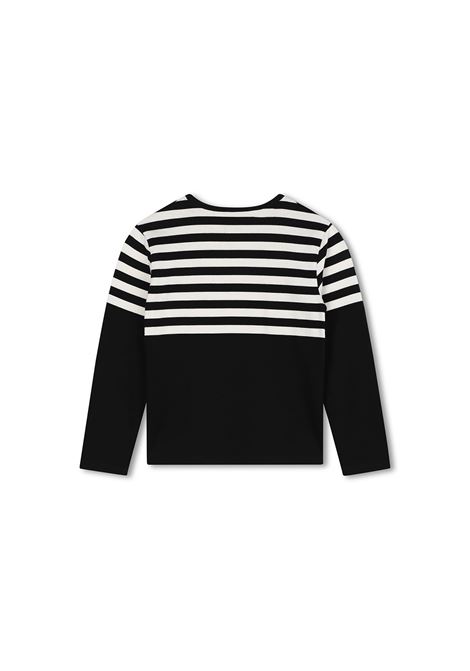 Black Long-Sleeved T-Shirt With 4G Motif and Striped Pattern GIVENCHY KIDS | H30431M41