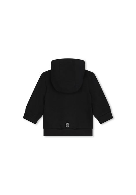 Felp Zip-Up Nera Con Cappuccio e Logo Lettering GIVENCHY KIDS | H3046609B