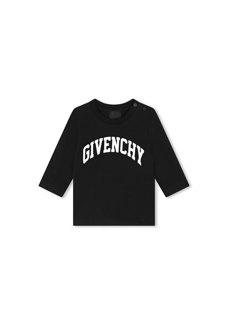 Black Long Sleeved T-Shirt With Lettering Logo  GIVENCHY KIDS | H3047409B