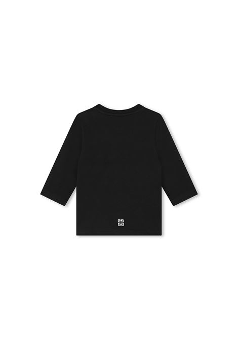 T-Shirt Nera a Maniche Lunghe Con Logo Lettering GIVENCHY KIDS | H3047409B