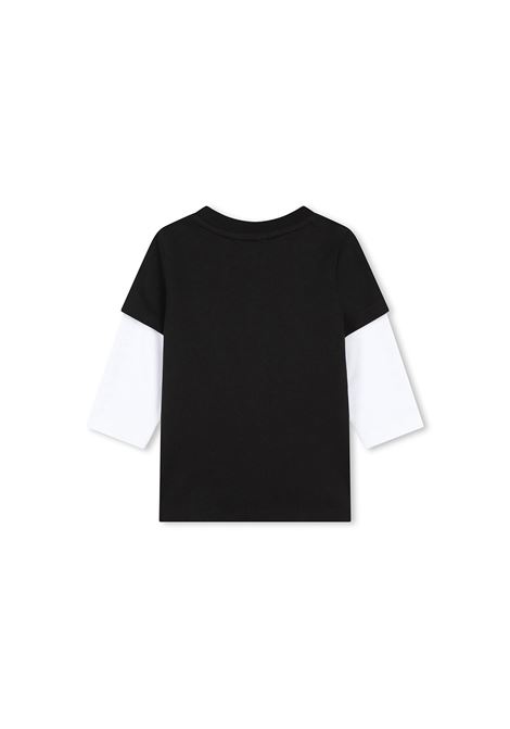 T-Shirt Doppio Strato Nera e Bianca Con Logo GIVENCHY KIDS | H3047509B