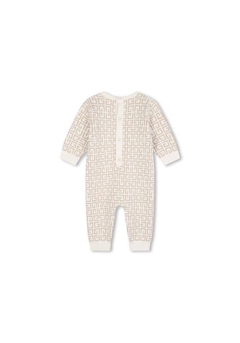 White and Beige Playsuit with 4G All-Over Pattern GIVENCHY KIDS | H30500184