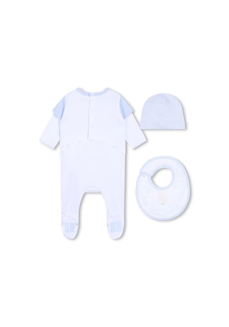 White and Light Blue Playsuit With 4G Motif GIVENCHY KIDS | H30513771