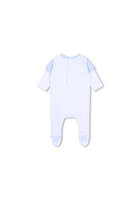 White and Light Blue Playsuit With 4G Motif GIVENCHY KIDS | H30513771