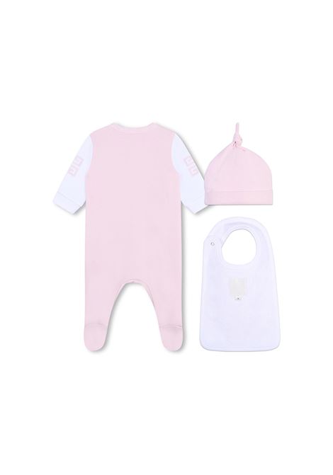 Pink Playsuit With Logo and 4G Motif GIVENCHY KIDS | H3051444Z