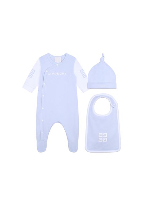 Light Blue Playsuit With Logo and 4G Motif GIVENCHY KIDS | H30514771