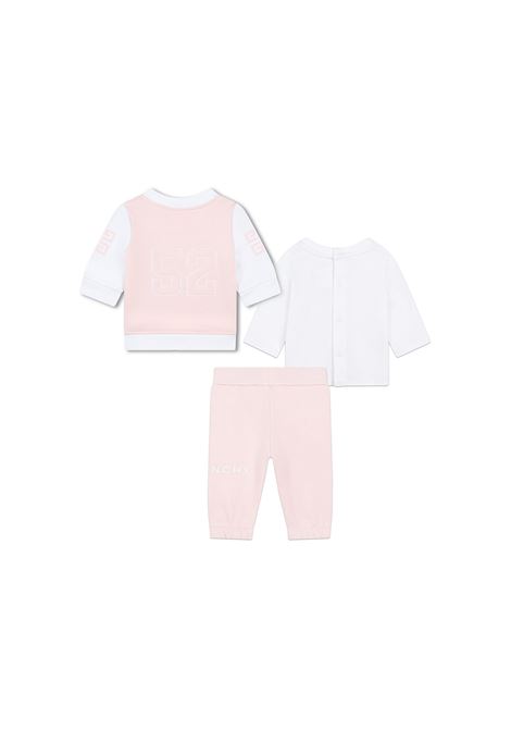 Completo 3 Pezzi Bianco e Rosa Con Logo GIVENCHY KIDS | H3051644Z