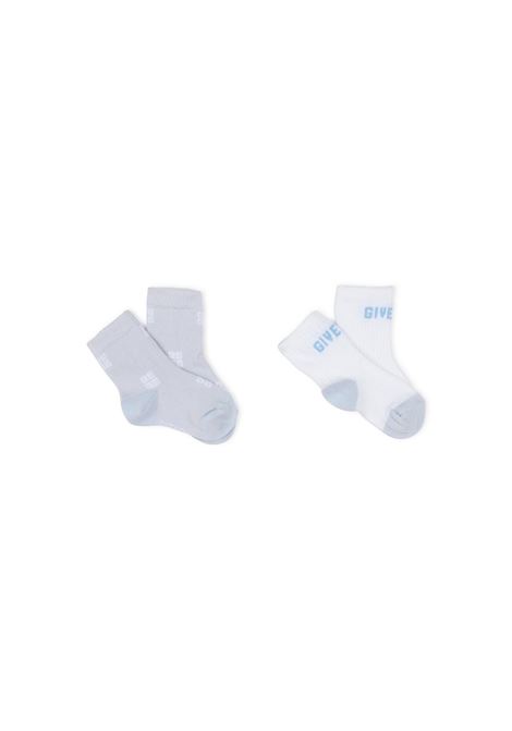 Light Blue and White Socks Set With Logo GIVENCHY KIDS | H30526771