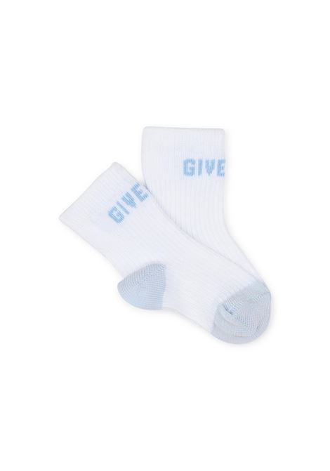 Light Blue and White Socks Set With Logo GIVENCHY KIDS | H30526771