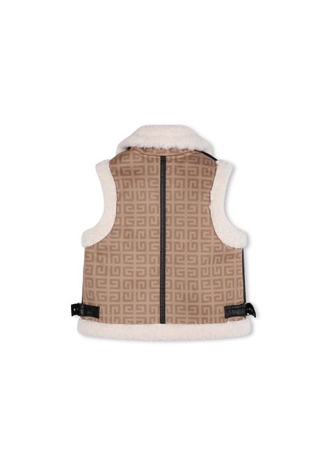 Gilet Beige Con Stampa 4G e Profili in Finto Shearling GIVENCHY KIDS | H30534263