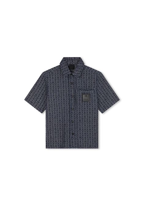 Short Sleeved Denim Shirt With All-Over 4G Pattern GIVENCHY KIDS | H30540Z10