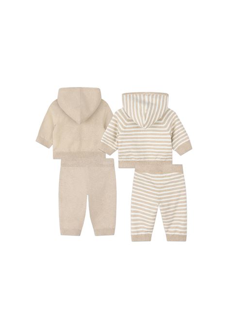 Beige and White Reversible Set With Logo and Teddy GIVENCHY KIDS | H30567184