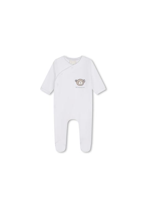 Pigiama In Ciniglia Bianca Con Ricamo GIVENCHY Teddy Bear GIVENCHY KIDS | H3056910P