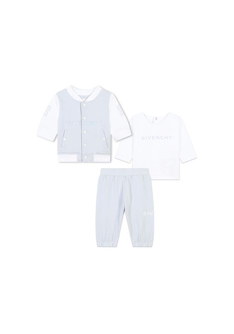 3-Piece Set in White and Light Blue with Logo GIVENCHY KIDS | H30571771