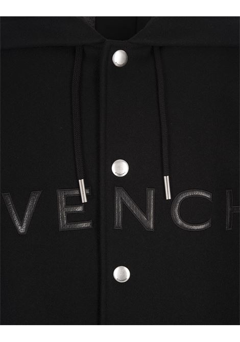 Black Wool and Leather Hooded Bomber Jacket GIVENCHY | BM00XX6Y16001