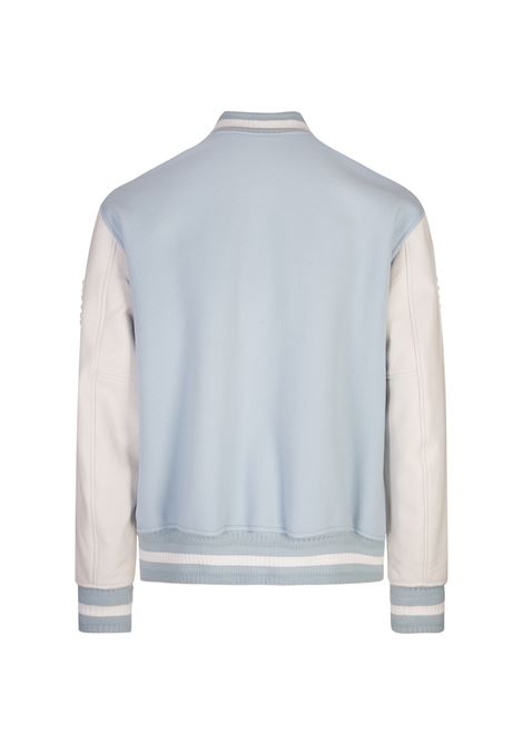 Light Blue and White GIVENCHY Bomber Jacket In Wool and Leather GIVENCHY | BM011S6Y16194