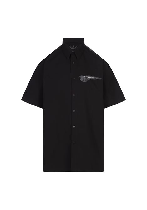 GIVENCHY Camicia Nera Con Stampa Logo Con Ali - GIVENCHY