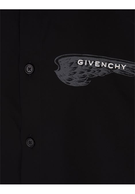 Camicia Nera Con Stampa Logo Con Ali GIVENCHY | BM611M15JT001