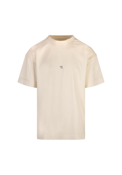 GIVENCHY T-Shirt Avorio Con Logo 4G Bicolore - GIVENCHY