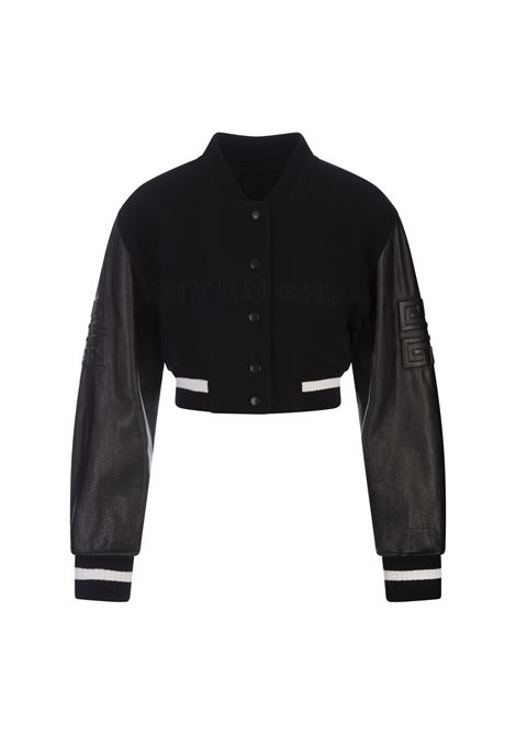 GIVENCHY Bomber Corto GIVENCHY Nero In Lana e Pelle - GIVENCHY