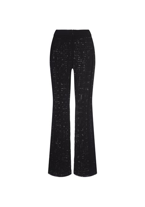 Pantaloni Flare In Tessuto Traforato Nero GIVENCHY | BW511M4ZA4001