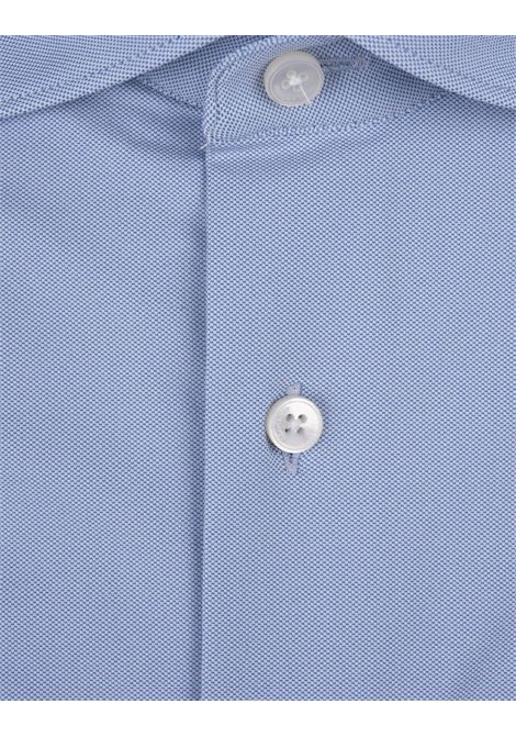 Slim Fit Shirt In Blue Technical Fabric GLANSHIRT | 5XSA01-G9286805