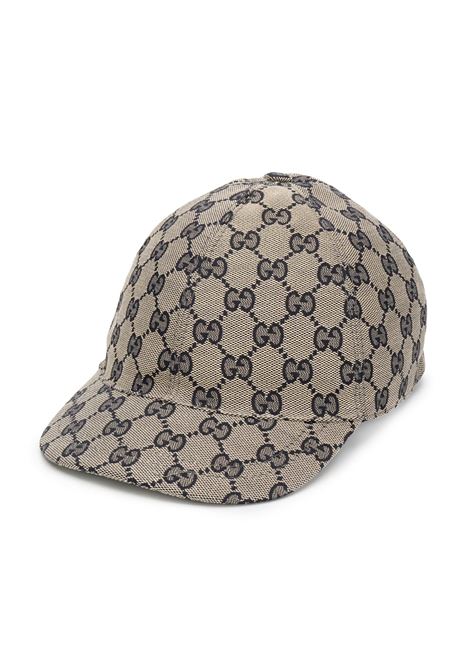 Beige Baseball Hat With Blue GG Motif GUCCI KIDS | 481774-3HC652168