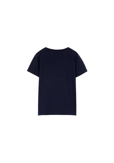T-Shirt Blu Scuro Con Stampa Gucci Web GUCCI KIDS | 561651-XJGPI4392