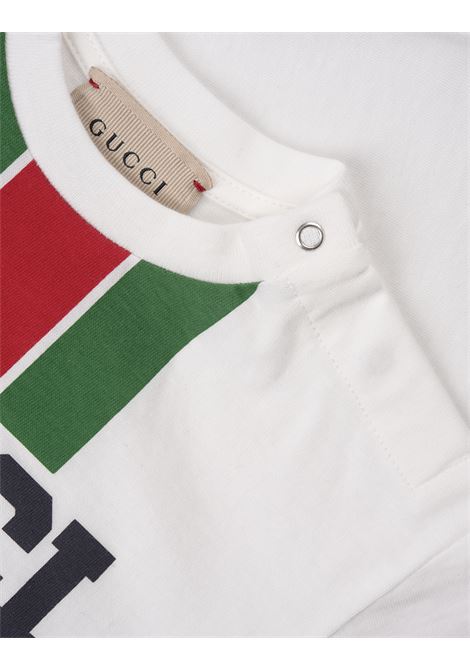 T-Shirt Bianca Con Logo e Dettaglio Web GUCCI KIDS | 567871-XJGN79214