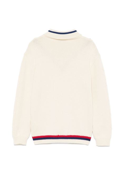 Ivory Sweater With GG Motif and Sylvie Web Ribbon  GUCCI KIDS | 764117-XKD3X9098