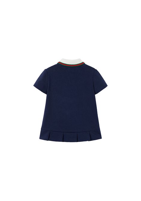 Dark Blue Jersey Dress With GG Cross Embroidery GUCCI KIDS | 767938-XJF824681