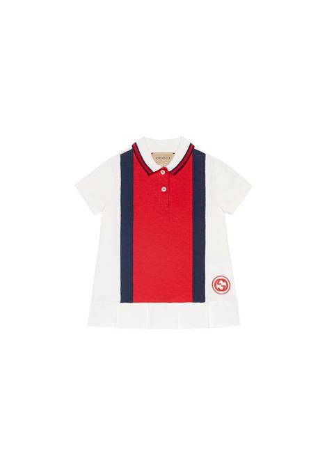 White Jersey Dress With GG Cross Embroidery GUCCI KIDS | 767938-XJF829287