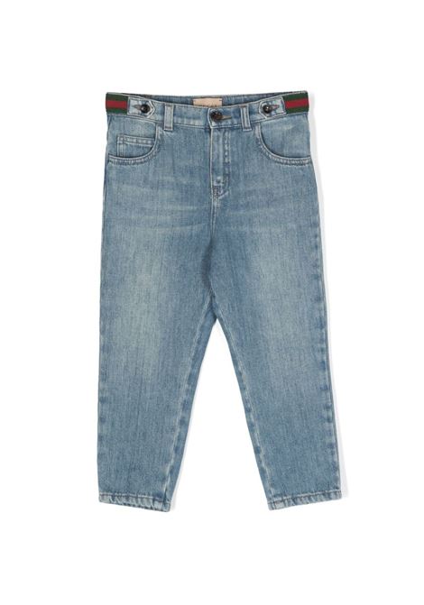 Jeans In Denim Blu Con Dettafglio Web GUCCI KIDS | 770083-XDCRW4447