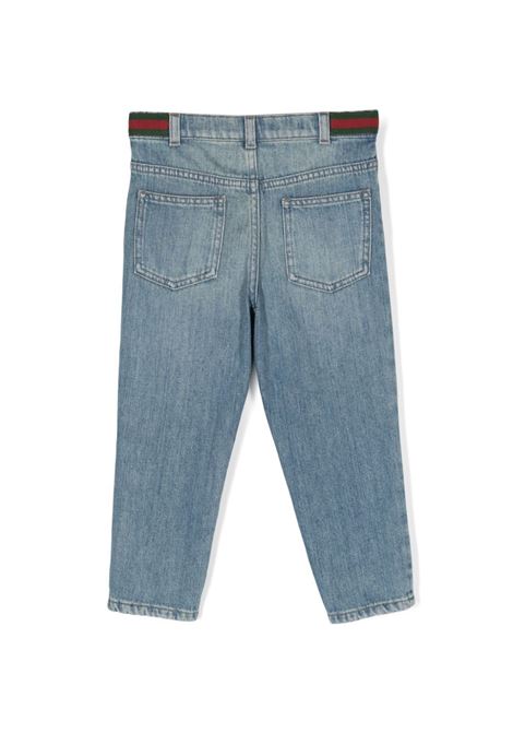 Jeans In Denim Blu Con Dettafglio Web GUCCI KIDS | 770083-XDCRW4447