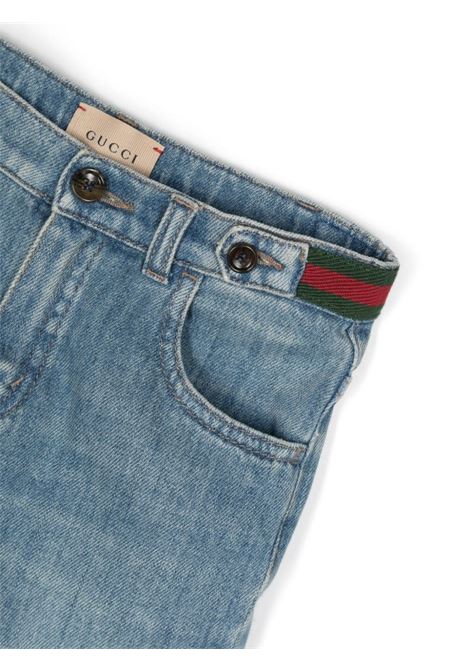 Blue Denim Jeans With Web Detail GUCCI KIDS | 770083-XDCRW4447