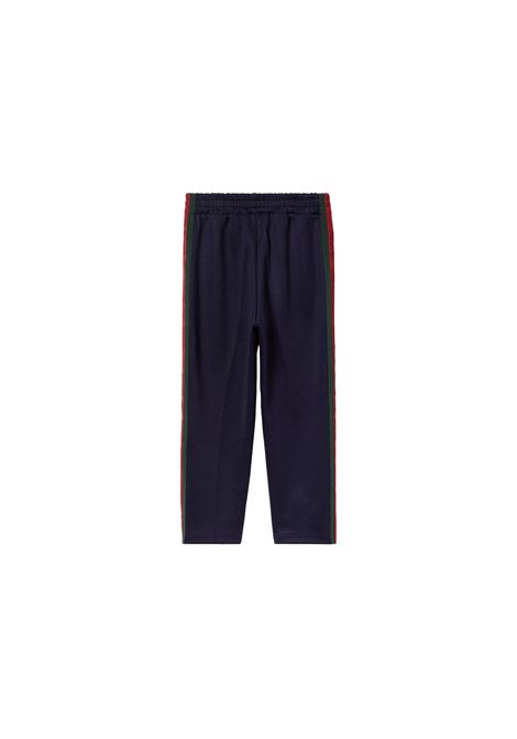 Pantaloni In Jersey Tecnico Blu Scuro Con Nastro Web GUCCI KIDS | 784115-XJGNR4340