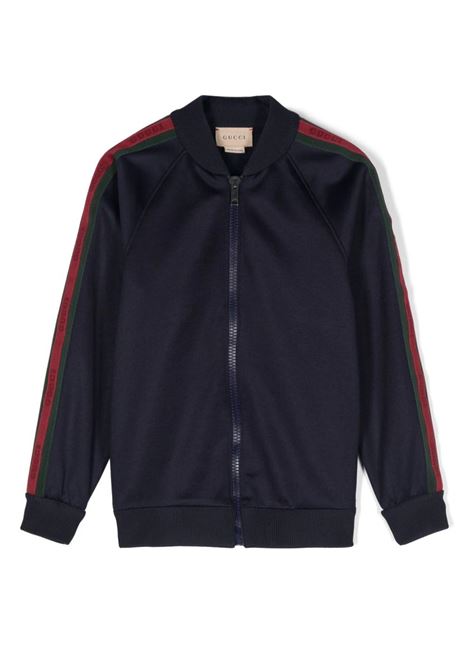 Dark Blue Technical Jersey Jacket with Zip GUCCI KIDS | 784117-XJGNR4340