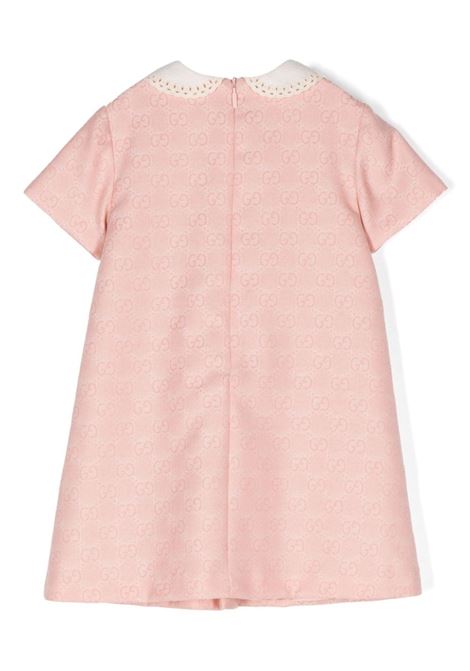 GG Wool Flannel Dress in Pink and Ivory GUCCI KIDS | 788021-ZAQFK5331