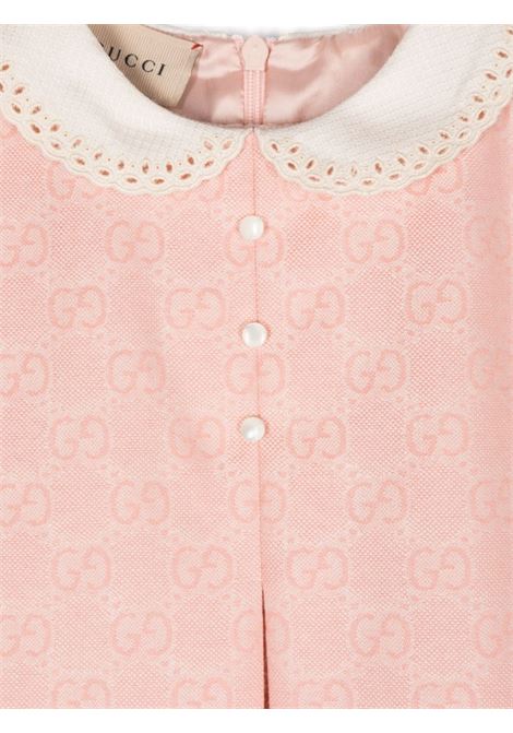 GG Wool Flannel Dress in Pink and Ivory GUCCI KIDS | 788021-ZAQFK5331