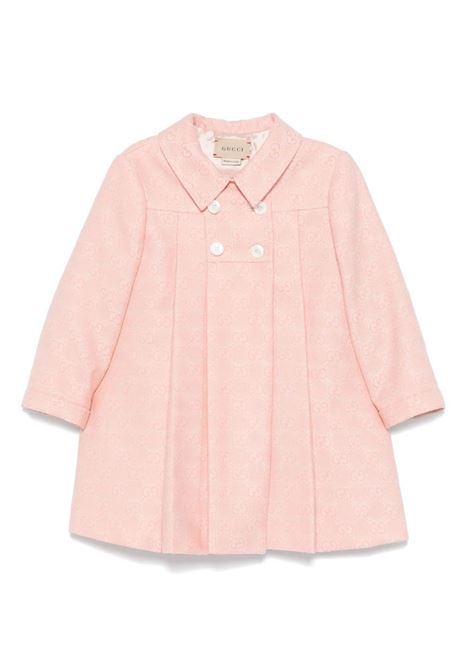 Pink and Ivory GG Wool Flannel Coat GUCCI KIDS | 788025-ZAQFK5337