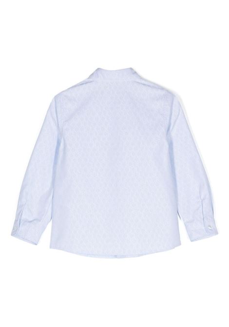 Light Blue Cotton Shirt With All-Over Gucci Motif GUCCI KIDS | 791255-XWA2D4421