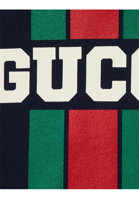 Felpa Oversize Blu Scuro Con Stampa Gucci Web GUCCI KIDS | 791861-XJGOF4392