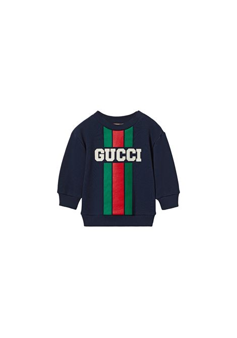 Dark Blue Sweatshirt With Gucci Web Print GUCCI KIDS | 792071-XJGOF4392