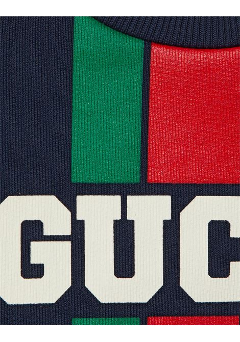 Dark Blue Sweatshirt With Gucci Web Print GUCCI KIDS | 792071-XJGOF4392
