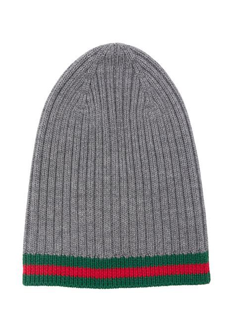 Grey Wool Hat With Web Detail  GUCCI KIDS | 792703-4K2061266