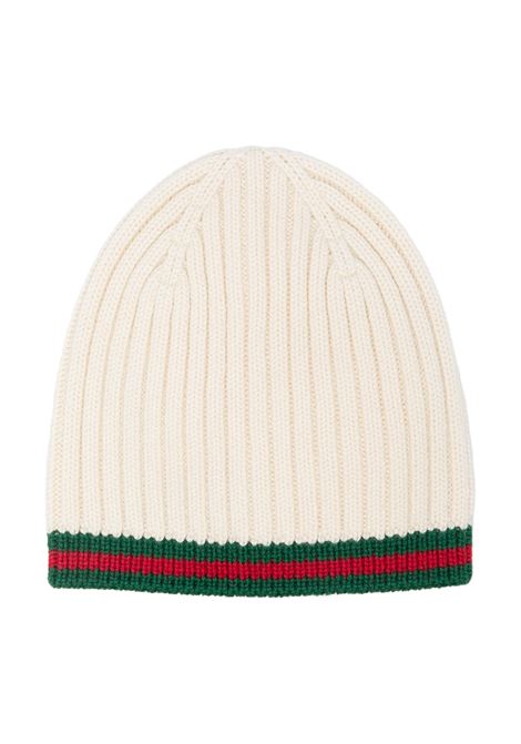 Chalk Wool Hat With Web Detail  GUCCI KIDS | 792704-3K2069166