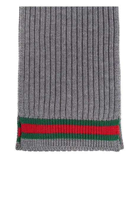 Sciarpa In Lana Grigia Con Nastro Web GUCCI KIDS | 792705-4K2061266